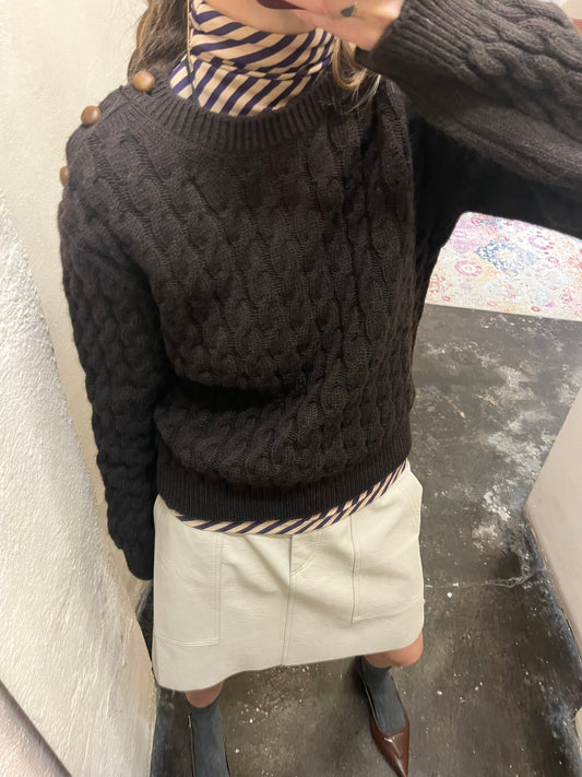 Maglia trecce marrone Maison Hotel