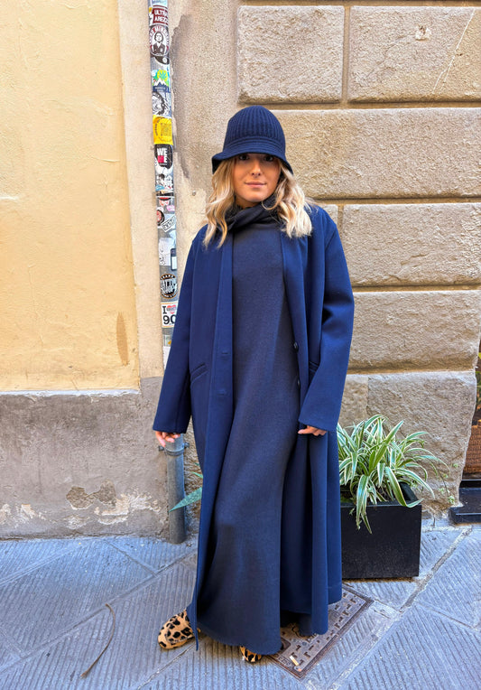 Cappotto lungo blu Karma